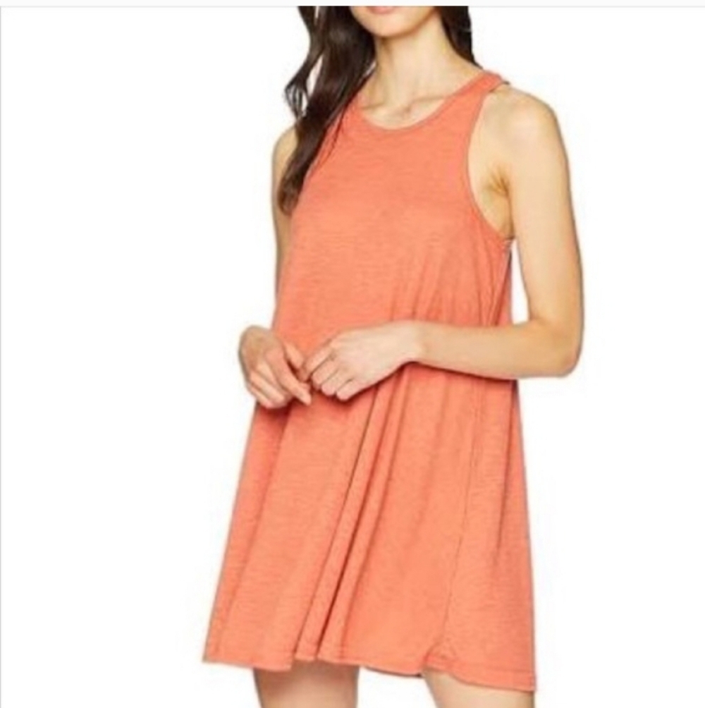 Free People Beach LA Nite Orange Racer Back Tank Dress, Sz S, 17" PTP, 27" L